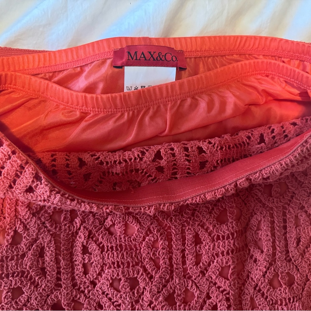 NWT MAX&Co. Coral Crochet Midi Skirt | Cotton Jersey Lining MaxMara - Picture 3 of 11